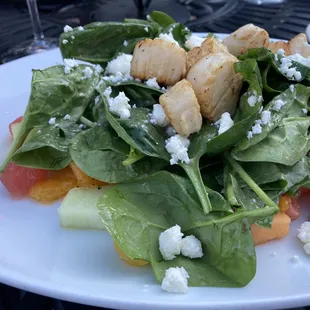 Their melon citrus salmon with scallops is to die for!