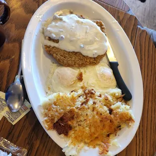 Jumbo chicken fried steak breakfast