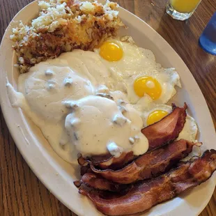 Big biscuit and gravy breakfast