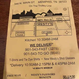 Front cover of menu