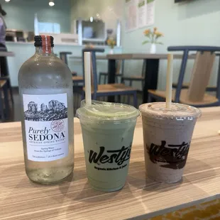 Matcha and the the chocolate one smoothie