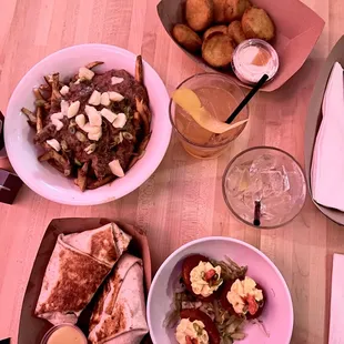 Jambalaya Krunkwrap, fried deviled eggs, poutine, fried pickles