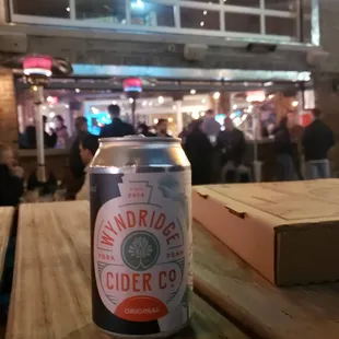 Sipping cider outside....the bar is int he background.