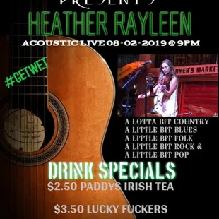 Heather Rayleen 08-02-19
 NO COVER CHARGE