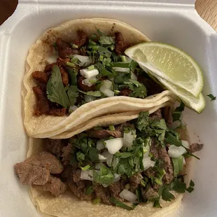 Al pastor and asada tacos