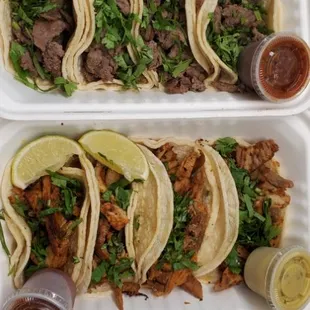 Asada and Al Pastor tacos