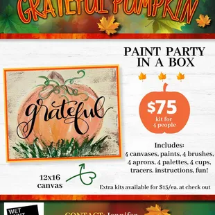 Email us @ info@wetpaintart.net to order your Paint Party in a Box!