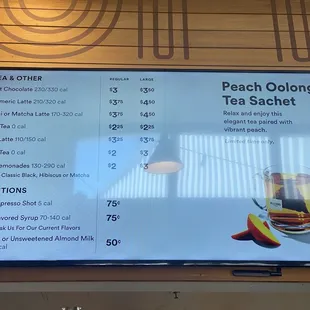 Tea menu