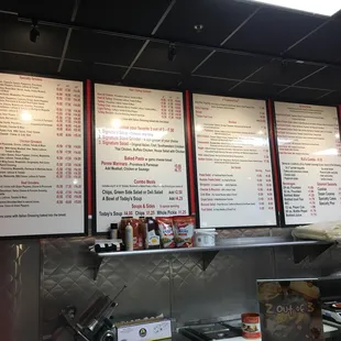 menus on the wall