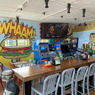 Lots of seating indoors - love the decor!