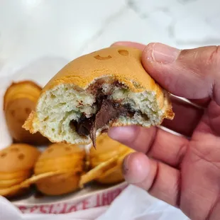 Chocolate filling in egg waffles!