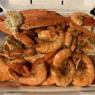 Shrimp, Crab Legs, Lobster Claws