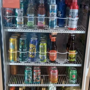 a refrigerator full of drinks