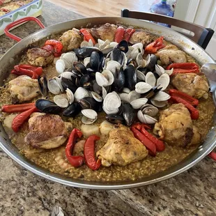 Paella Valenciana with fresh seafood from Whalebone!