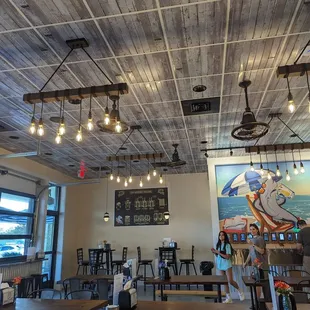 tables and chairs in a restaurant