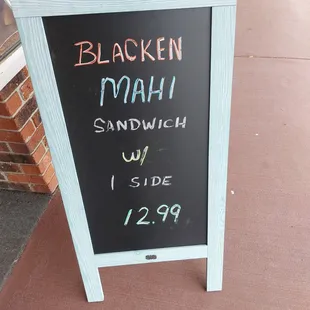 Blackened mahi sandwich special