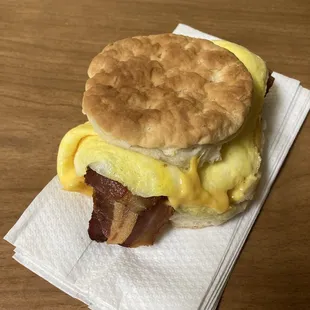 Bacon, egg, and cheese biscuit.