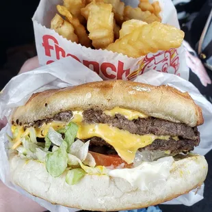 Double cheeseburger and fries