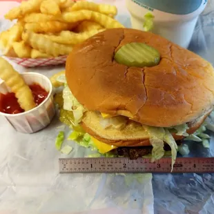 5" double burger and crinkle fries