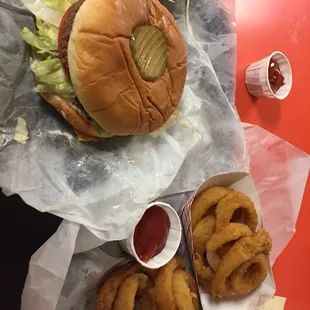 What-A-Cheeseburger with Onion Rings