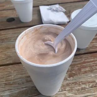 Chocolate shake on point