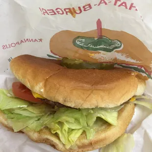 I like the pickle on top of the burger!