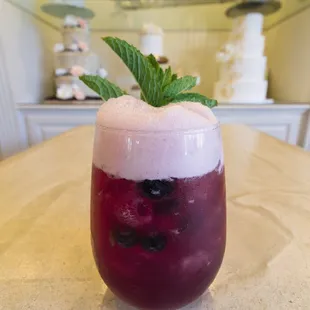 Sangria please  red or white wine, fresh seasonal fruit, sprig of mint