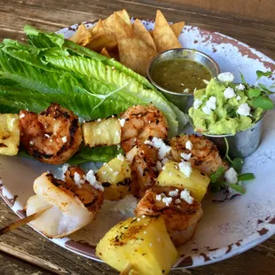 Maui Taco's  Grilled Pineapple, Blackened Shrimp &amp; Avocado Mash
