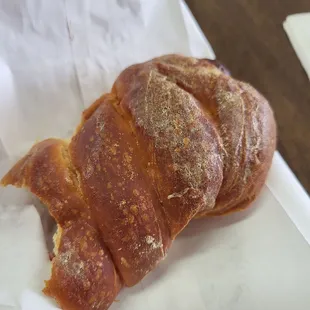 ows a croissant on a napkin