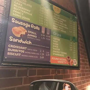 Menu outside.