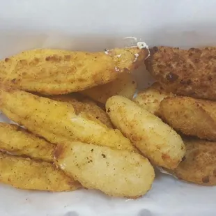 Sampler: 2-Chicken Strips, 2-Cheese Sticks, 2-Jalapeno Poppers, 2-Stuffed Spuds $6.99