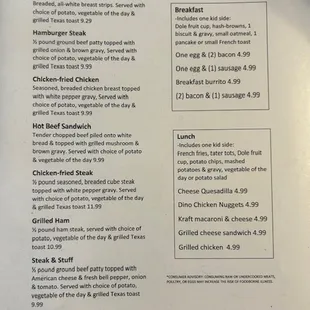 menu