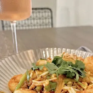 Shrimp Pad Thai and French Rosé