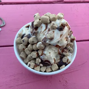 Cookie Dough Ice Cream with Cookie Dough Topping &amp; Hot Fudge