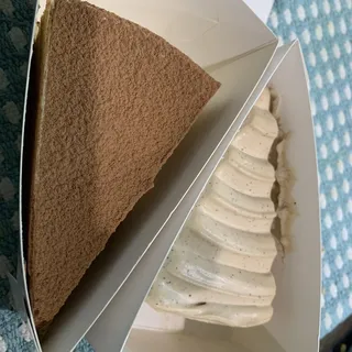 Sliced Black Oolong Tea Crepe Cake