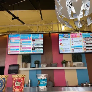 Menu - they have a variety of ice cream flavors and toppings! You can get it in a cone, sandwich, etc.
