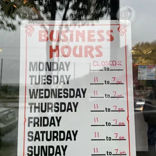 Business hours as of Dec 2022