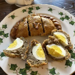 scotch egg and veggie pastie