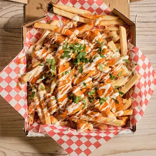 a box of fries on a table