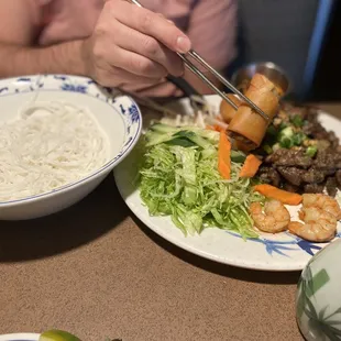 Vermicelli with pork shrimp and egg roll + small saki