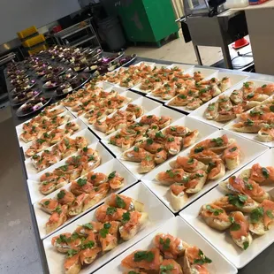 a table full of appetizers