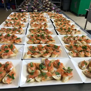 a table full of appetizers