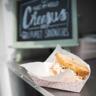 a sandwich in a basket