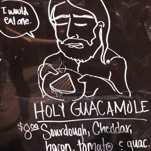Menu description of the Holy Guacamole.