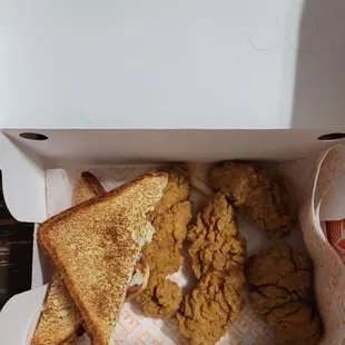 Chicken strips and toast
