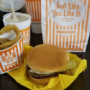 Whataburger, Onion Rings, Chocolate Malt Shake