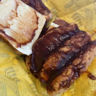 Hard pass, not hot enough and too much sauce...honey bbq chicken strip sandwich