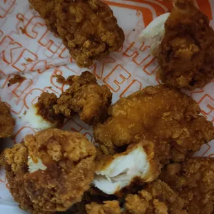 a fried chicken nuggies in a wrapper