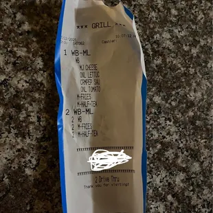 a receipt for a grill