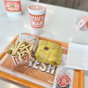 a tray of fast food